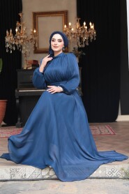 Modest Navy Blue Evening Dress 51072L - 2