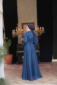 Modest Navy Blue Evening Dress 51072L - 6