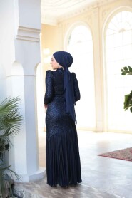 Modest Navy Blue Evening Dress 52057L - 6