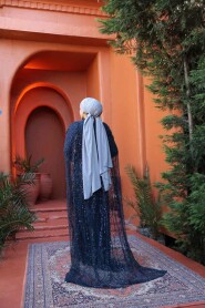 Modest Navy Blue Evening Dress 52361L - 8