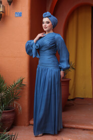 Modest Navy Blue Evening Dress 53631L 