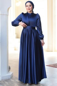 Modest Navy Blue Evening Gown 23821L - 2