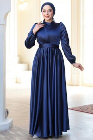 Modest Navy Blue Evening Gown 23821L - 3