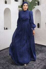 Modest Navy Blue Evening Gown 44081L - 1