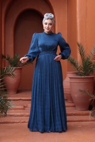 Modest Navy Blue Evening Gown 52751L - 2