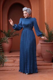 Modest Navy Blue Evening Gown 52751L - 3