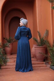 Modest Navy Blue Evening Gown 52751L - 4