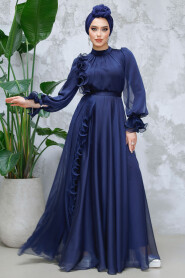 Modest Navy Blue Evening Long Dress 48571L - 3