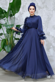 Modest Navy Blue Evening Long Dress 48571L - 1