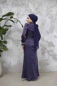 Modest Navy Blue Evening Long Dress 50481L - 4