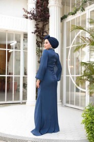 Modest Navy Blue Evening Long Dress 50781L - 4