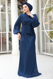 Modest Navy Blue Evening Long Dress 50781L - 3