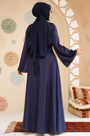Modest Navy Blue Evening Long Sleeve Dress 6157L - 3