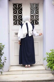 Modest Navy Blue Gilet Dress 17051L - 4