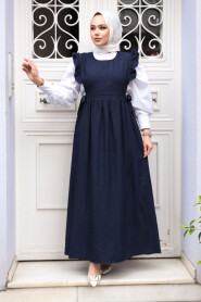 Modest Navy Blue Gilet Dress 17051L 