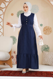 Modest Navy Blue Gilet Dress 70501L 