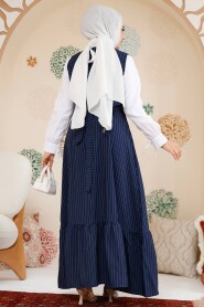 Modest Navy Blue Gilet Dress 70501L - 4