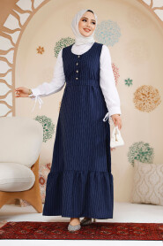 Modest Navy Blue Gilet Dress 70501L - 2