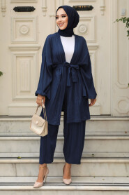 Modest Navy Blue Kimono Dual Suit 12531L - 1