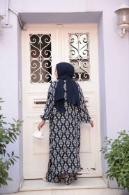 Modest Navy Blue Kimono Dual Suit 12888L - 4