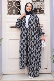 Modest Navy Blue Kimono Dual Suit 12888L - 2