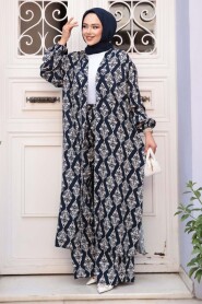 Modest Navy Blue Kimono Dual Suit 12888L - 3