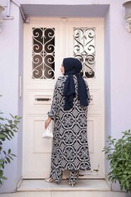 Modest Navy Blue Kimono Dual Suit 12889L - 4
