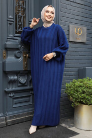 Modest Navy Blue Knitwear Dress 30633L - 1