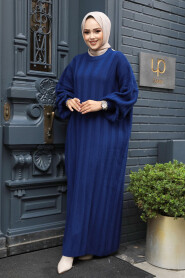 Modest Navy Blue Knitwear Dress 30633L - 2