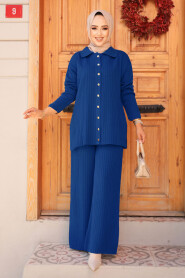 Modest Navy Blue Knitwear Dual Suit 10239L 