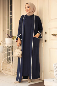 Modest Navy Blue Knitwear Dual Suit 50113L - 2