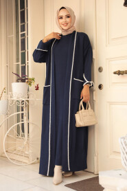 Modest Navy Blue Knitwear Dual Suit 50113L - 3