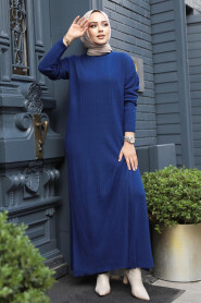 Modest Navy Blue Knitwear Dual Suit 50635L - 2