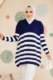 Modest Navy Blue Knitwear Jumper Top 53401L - 2