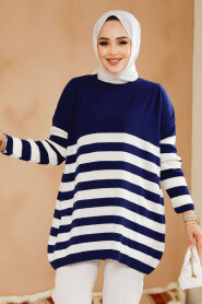 Modest Navy Blue Knitwear Jumper Tunic 5325L - 2