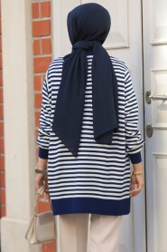 Modest Navy Blue Knitwear Top 65904L - 3