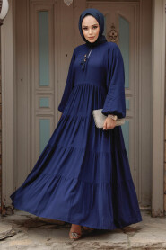 Modest Navy Blue Long Dress 10216L - 2