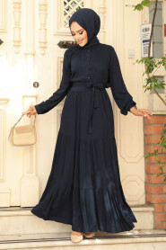 Modest Navy Blue Long Dress 22042L - 1