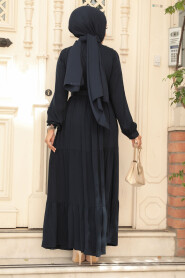 Modest Navy Blue Long Dress 22042L - 3