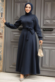 Modest Navy Blue Long Dress 23631L - 2