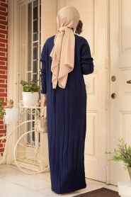 Modest Navy Blue Long Knitwear Dress 31230L - 3