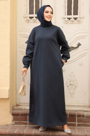 Modest Navy Blue Long Sleeve Dress 23641L - 2