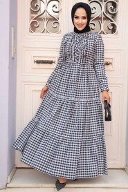 Modest Navy Blue Long Sleeve Dress 2702L - 1