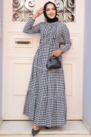 Modest Navy Blue Long Sleeve Dress 2702L - 2