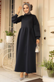 Modest Navy Blue Long Sleeve Dress 36902L - 2