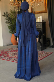 Modest Navy Blue Long Sleeve Evening Dress 46221L - 4