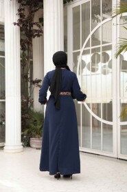Modest Navy Blue Maxi Dress 10246L - 2