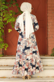 Modest Navy Blue Maxi Dress 15730L - 2