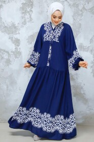 Modest Navy Blue Maxi Dress 18237L 