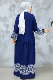 Modest Navy Blue Maxi Dress 18237L - 3